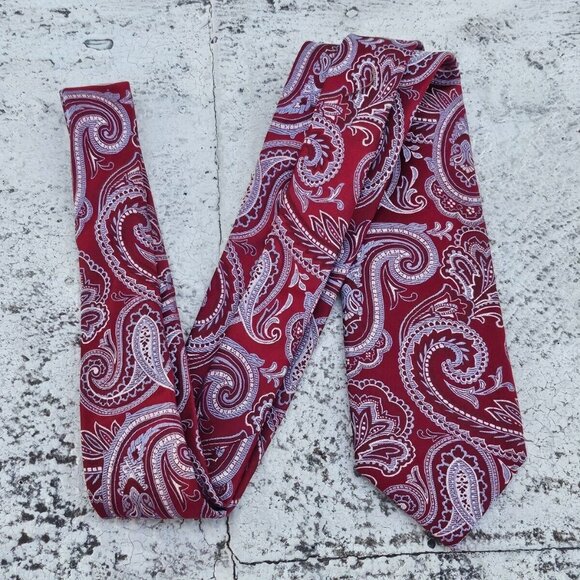 Tasso Elba Other - Tasso Elba Men Tie Paisley Jacquard Silk Red Necktie 100% Silk Tie